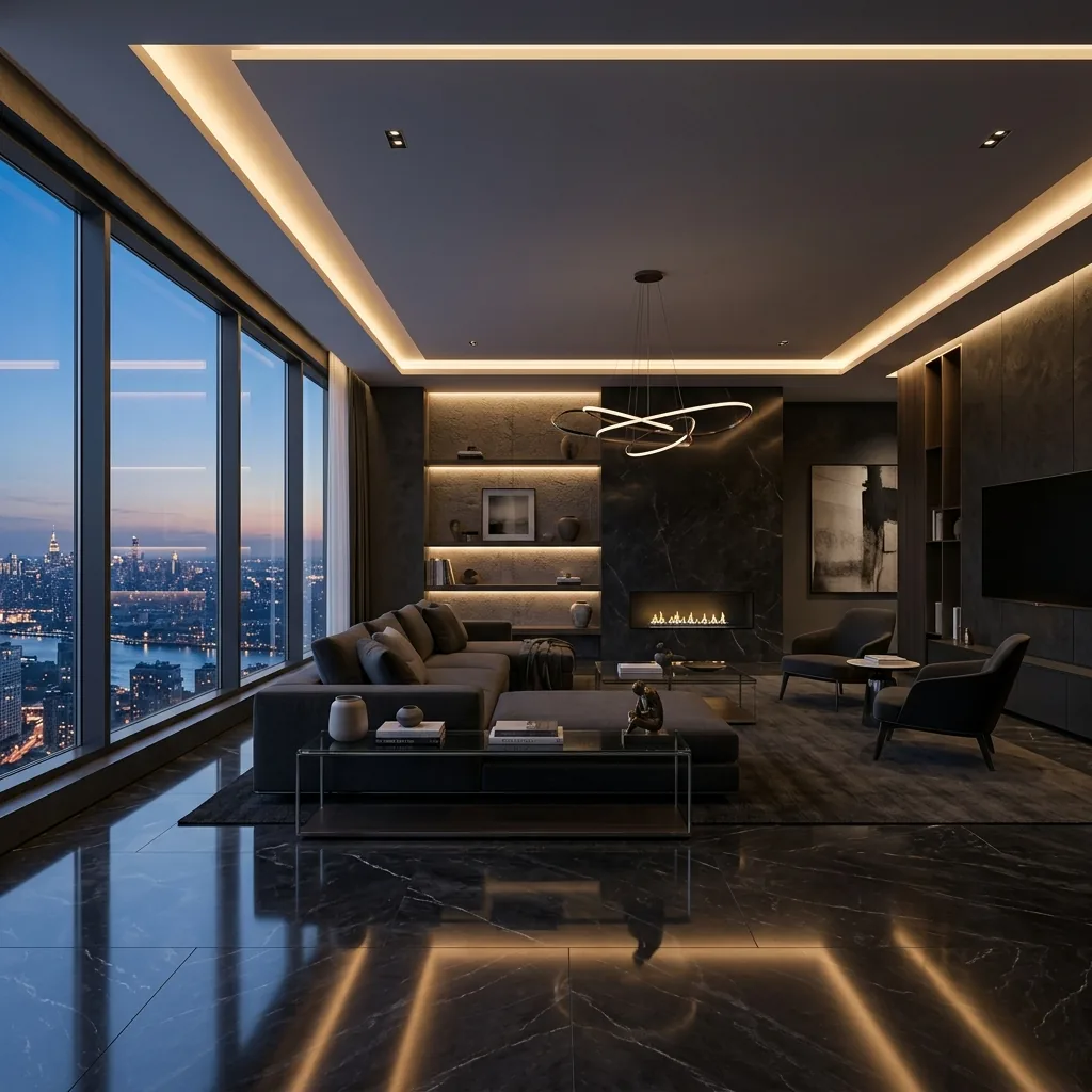 Premium luxury apartment living room in Thane West Mumbai